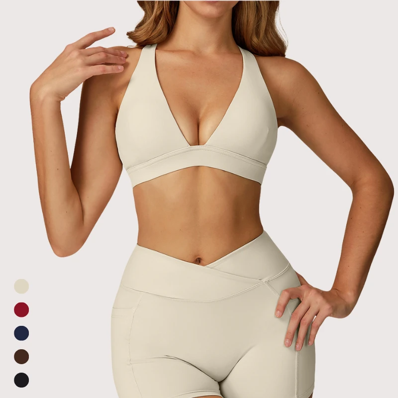 Women's Breathable Lightweight Halterneck High Support Sports Yoga Bra Quick-Drying Tight-Fitting Gym Fitness Intimates Custom