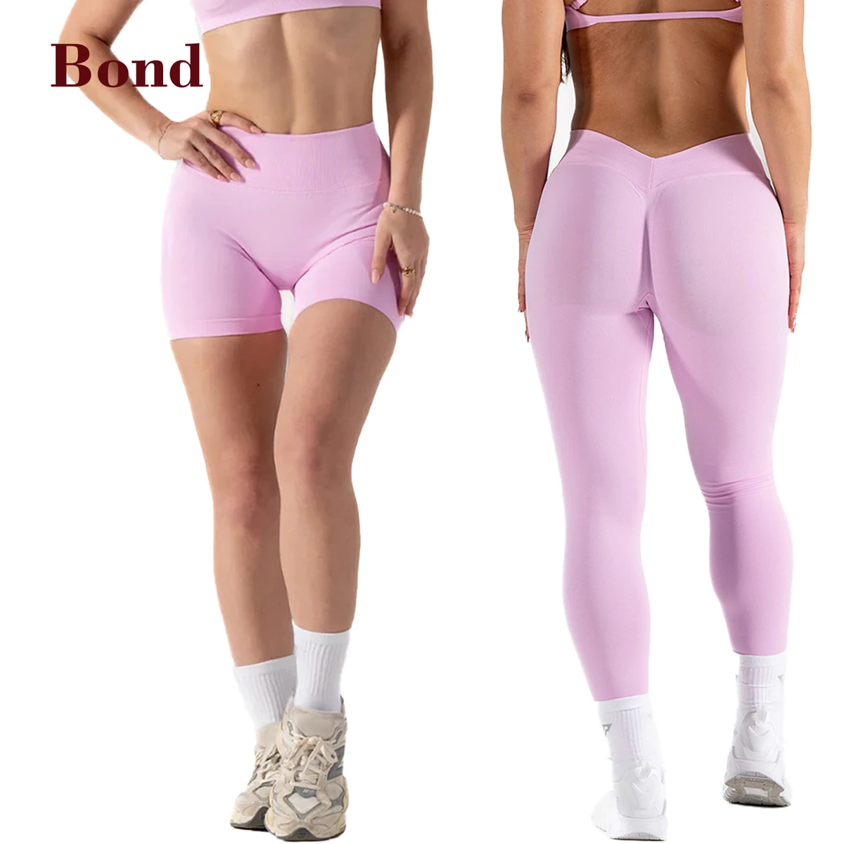 Bond V-Waist High-Elastic Hip-Lifting Shaping Soft Tight Seamless Long Pants Yoga Shorts