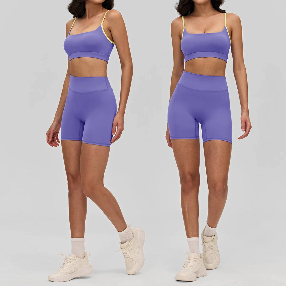 Women's High Support Breathable Yoga Sports Bra with Crisscross Straps and Square Neck-Spandex/Nylon Material