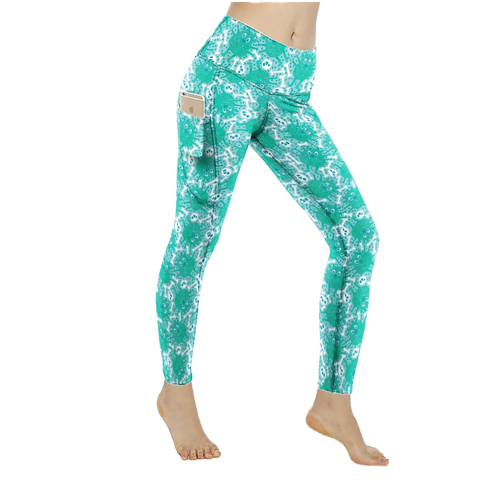 Custom Printed Women's High Waist Knitted Leggings With Logo Anti-Bacterial Breathable Stretch Yoga Pants Wholesale Activewear