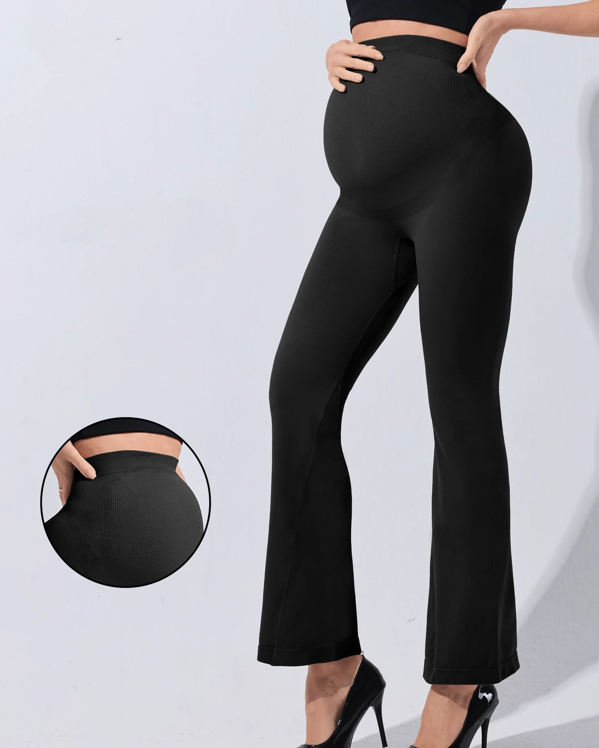 OEM Pregnant Maternity Women's Yoga Pant Plus Size Flared Pants Seamless Wearing Peach Buttocks Pregnancy Yoga Leggings