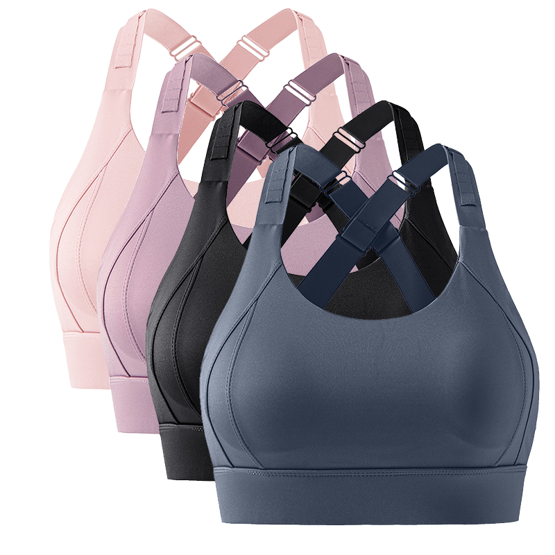 High Quality Women's Plus Size Sports Bra Lightweight Shockproof Gym Yoga Bra Adjustable Straps Front Logo Spandex Active Wear