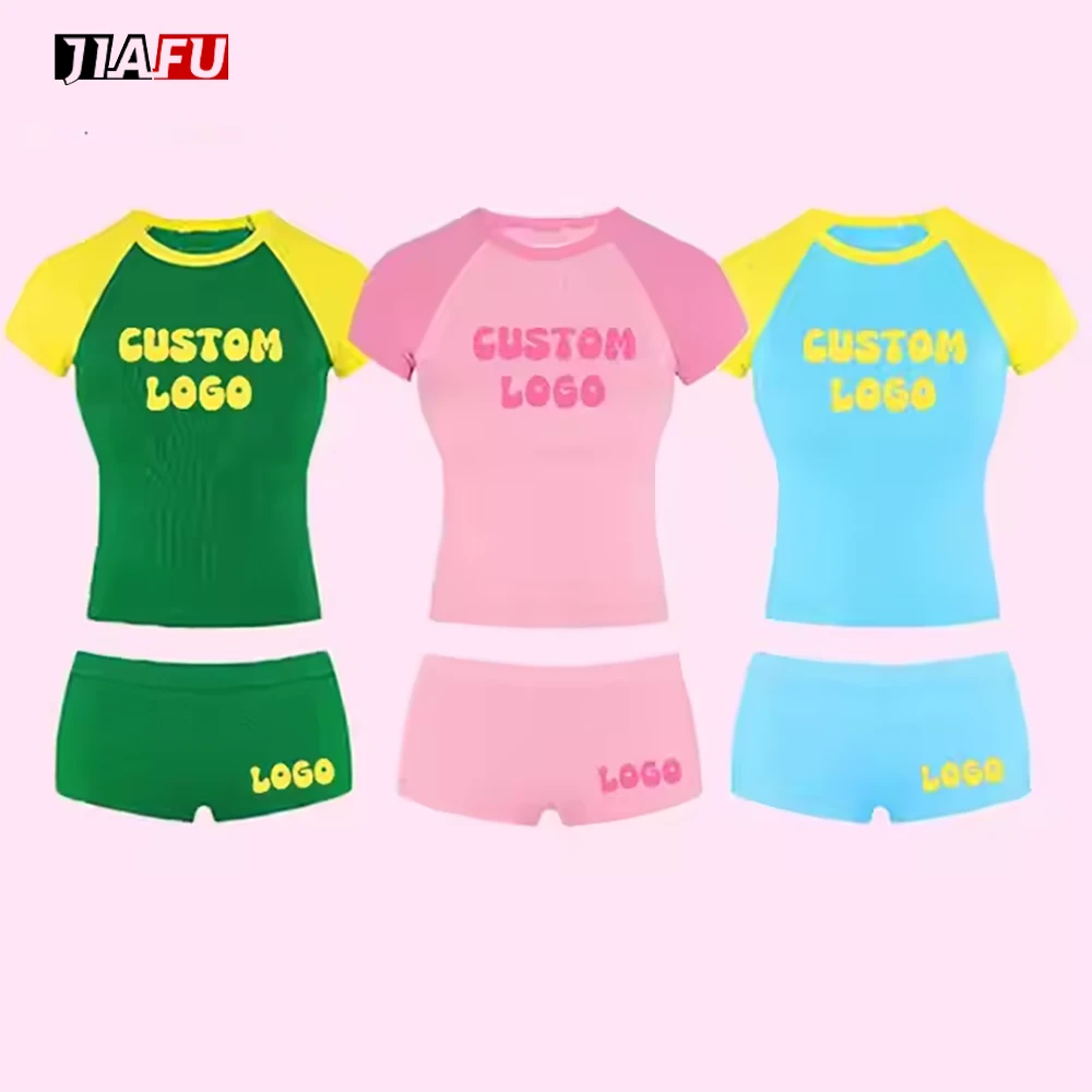 Summer Raglan Sleeves Baby T Shirts Custom Activewear Set Loungewear Women Two Piece Shorts Set Yoga Set