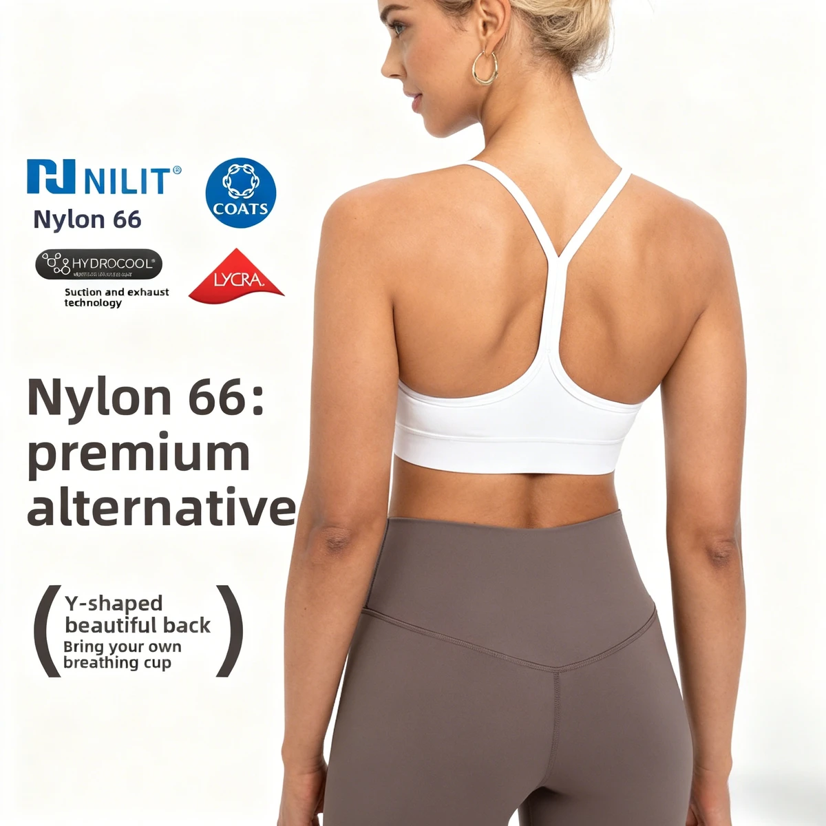 Women's High Support Y-line Strap Breathable Spandex/Nylon Sports Bra with U-NECK Custom Logo for Yoga & Running