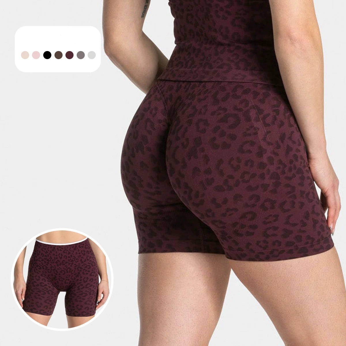 Yoga Shorts High Waist Leopard Print Sports Yoga Shorts Quick Dry Seamless High Stretch Belly Tucking Tight Shorts