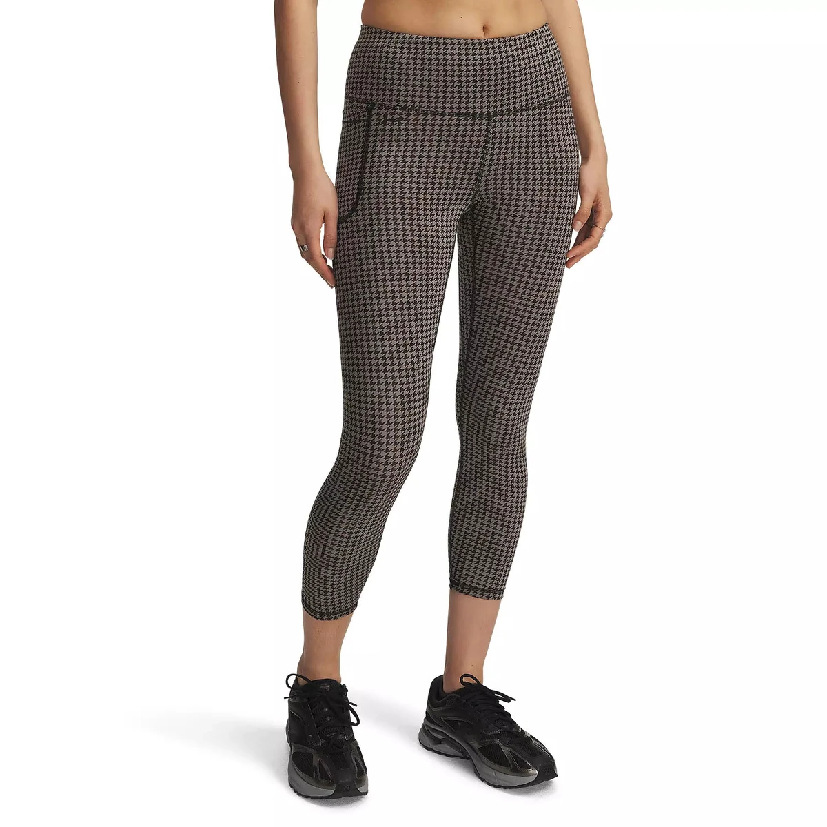 High Waist Checkered Yoga Leggings Women Calf-Length Seamless Stretch Workout Pants Elastic Waist Four-Way Stretch Activewear