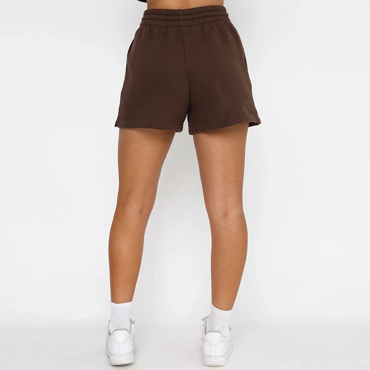 100% Cotton Fleece Quick Dry Breathable Gym Yoga Sport Streetwear Women's Running Shorts & Tights with Drawstring Mid Waist
