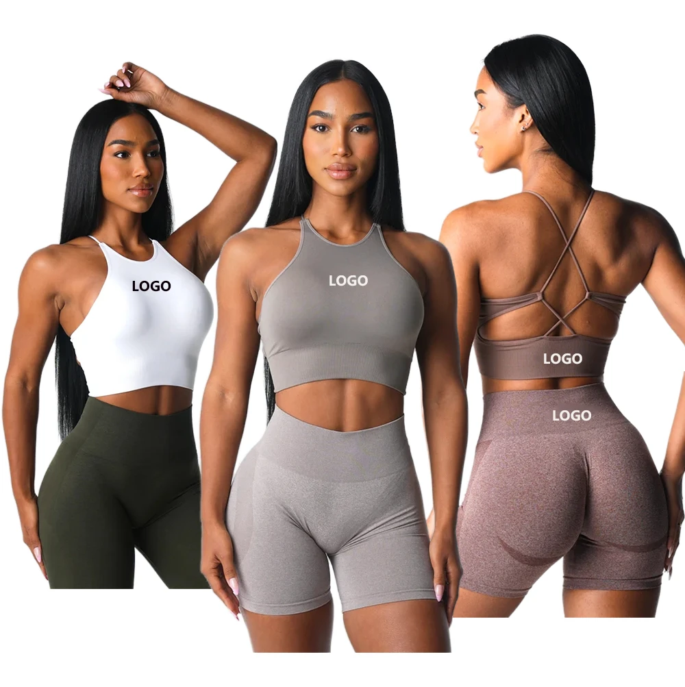 Hot Selling Women's Quick Dry Breathable Gym Workout Training Tank Tops Custom Logo Plain Fitness Sports Bra