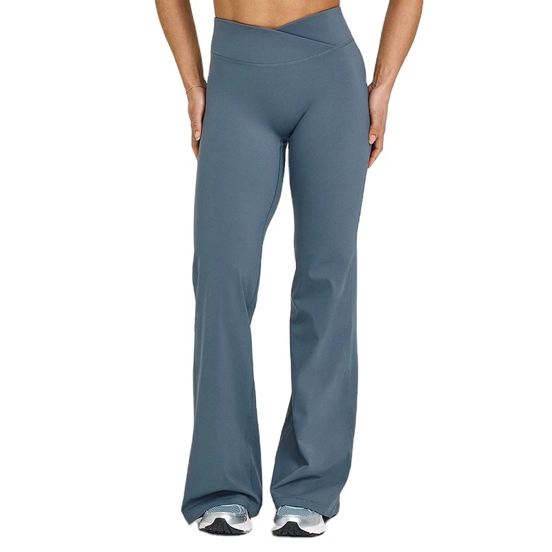 Women's Nude-Feel Slightly Flared Yoga Pants Workout Fitness Tummy-Control Butt-Lifting Casual Long Pants