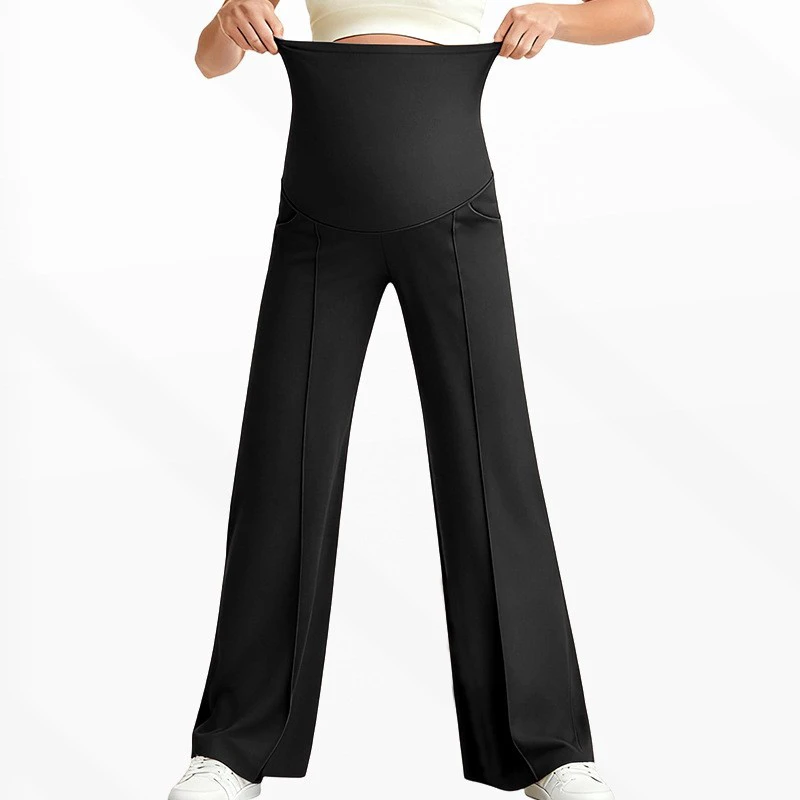 European and American Maternity Pants - Wide-leg, High-waist, High Elasticity, Breathable Maternity Straight-leg Pants
