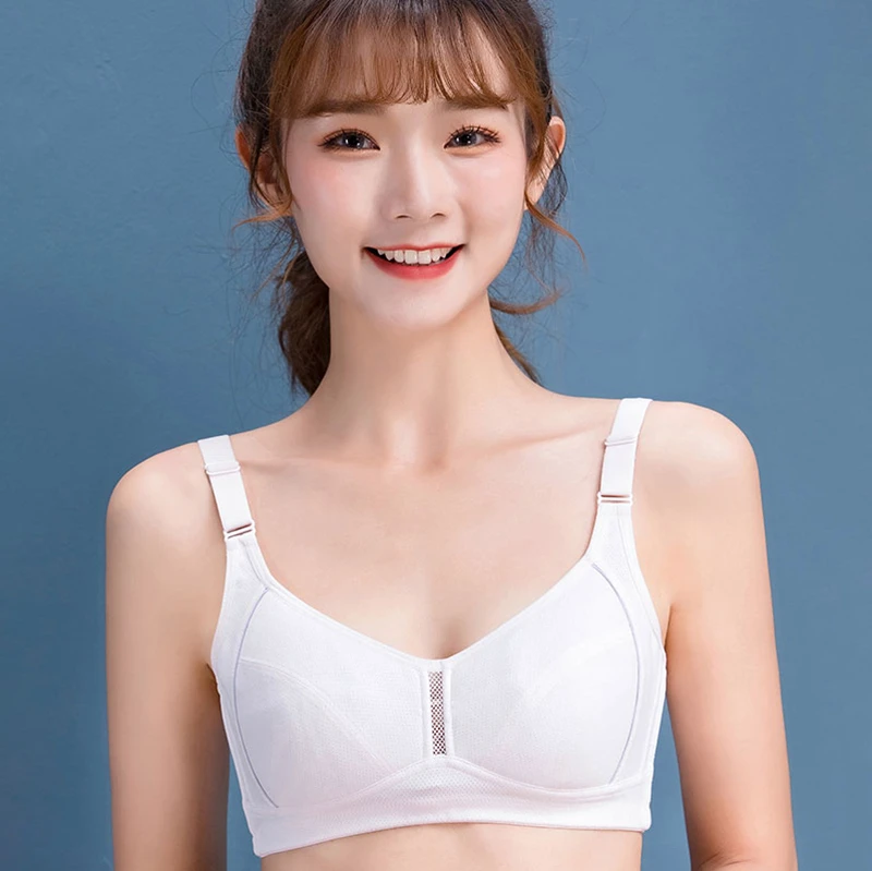 Y9212 Wholesale Women Teen Girls Thin Cotton Breathable Sports Bra Wire Free Push up Running Bra Solid 12 Year Old Girl's Bras