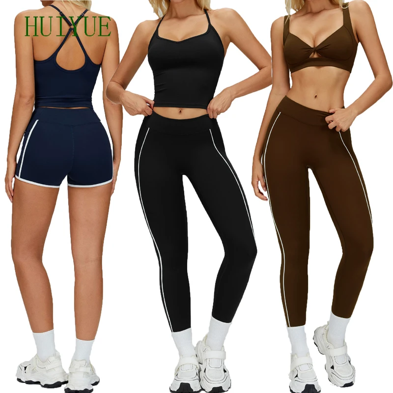 Custom Logo Push Up Sexy Yoga Bra Tight Shockproof Sports Bra Activewear Set High Waist Training Slimming Set