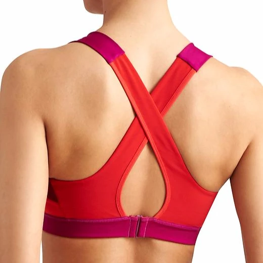Red Wireless Medium Support Sports Bra for Women-Plus Size Breathable Anti-Bacterial Nylon Spandex OEM Private Label