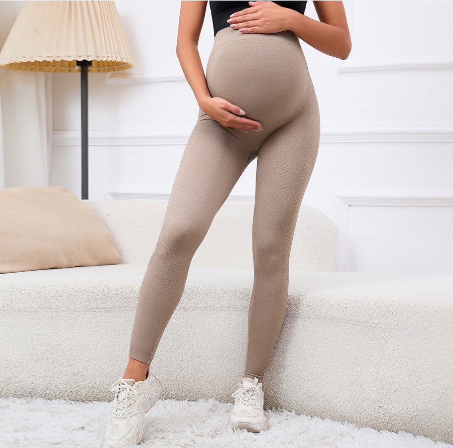 3042 High Quality Nylon Seamless Maternity Yoga Pants Pregnant Women Gym Sport Supporting Abdomen Pregnant Workout Leggings