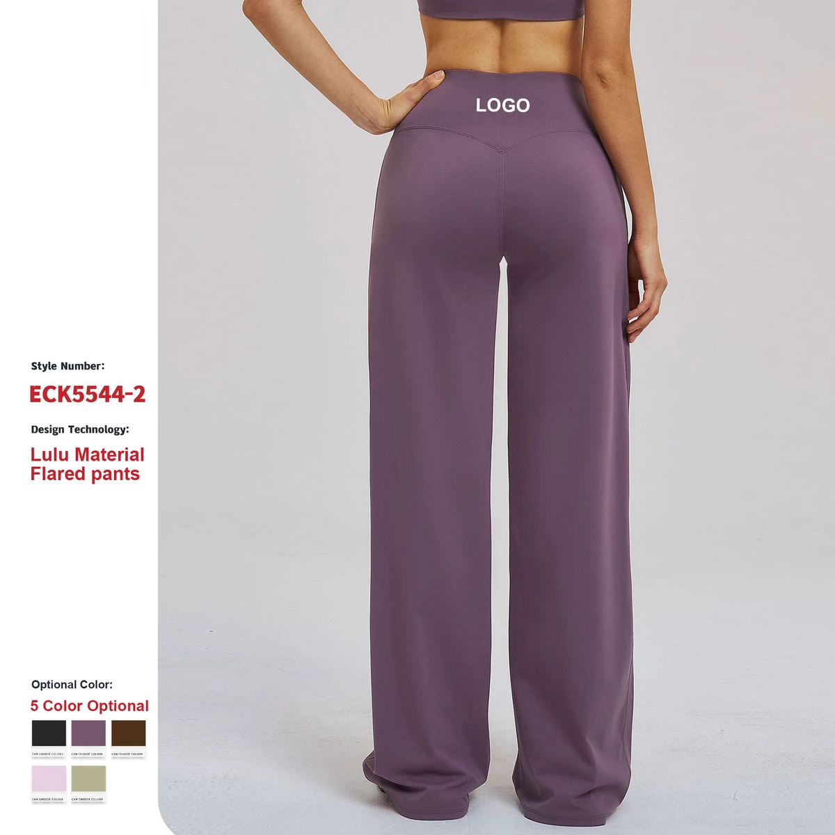 Custom Women High Waist Ankle-Length Yoga Pants Breathable Four-Way Stretch Sportswear Sport Flared Pants With Elastic Waistband