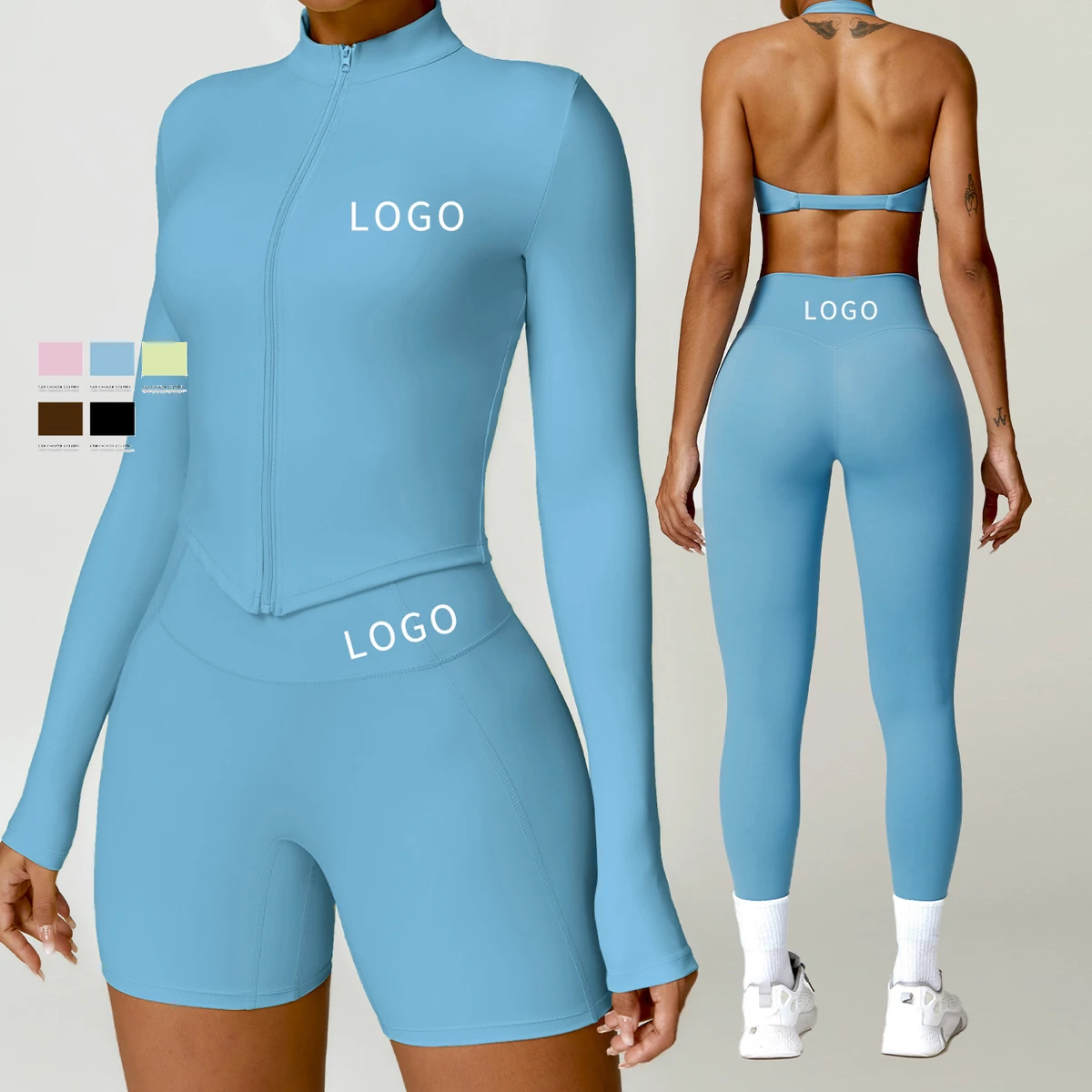 Custom Butt Lift Leggings Workout Running Activewear Gym Clothing Yoga Jacket Set Seamless Short Yoga For Women