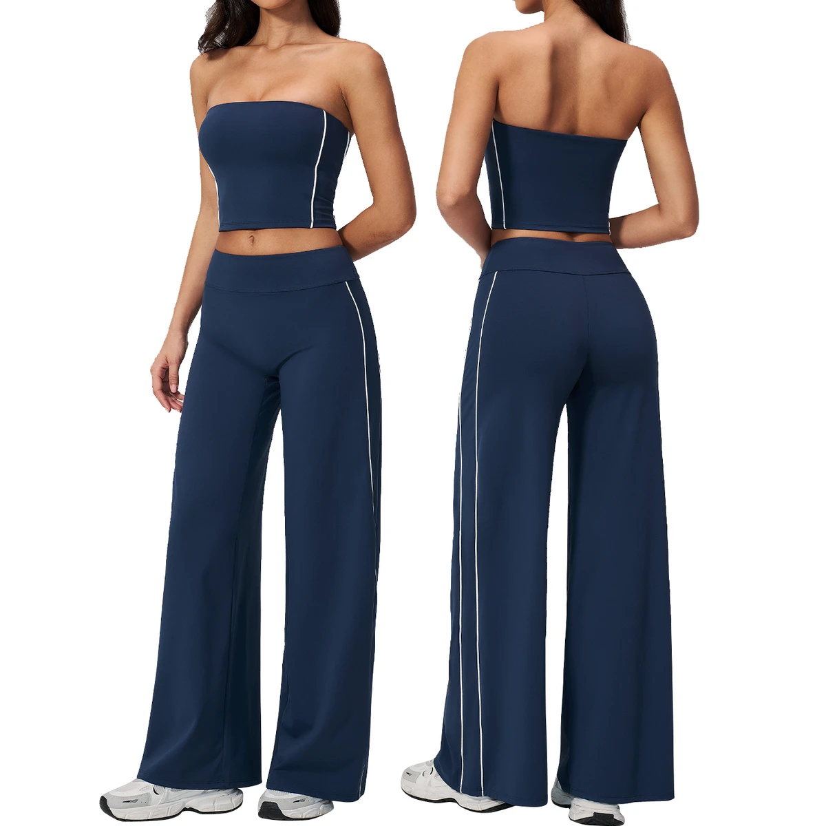 Brushed 2-Piece Yoga Set for Women High Waist Padded Crop Top & Stylish Back Sweat-Wicking Nylon/Spandex Fitness Sportswear