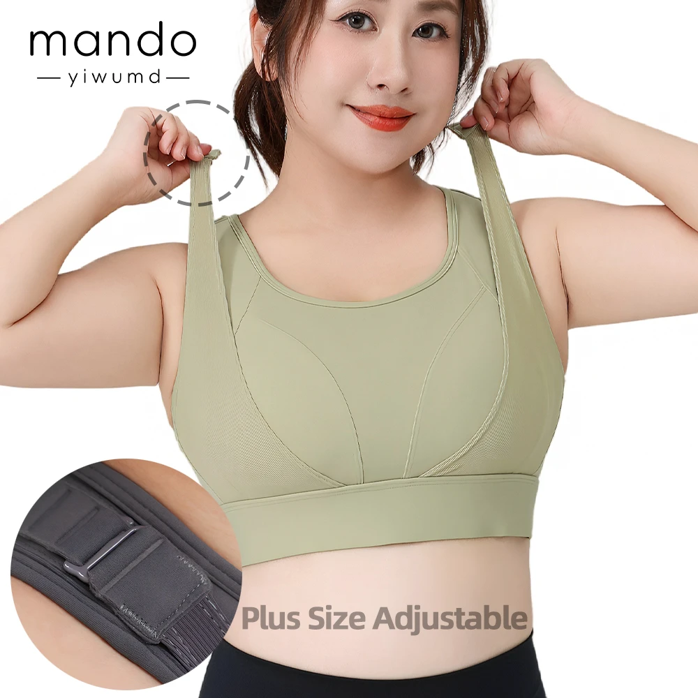 New Arrival One-Piece Fixed Cup Adjustable Plus Size Training Sports Bra Women's Hollow Back High Impact Yoga Bra