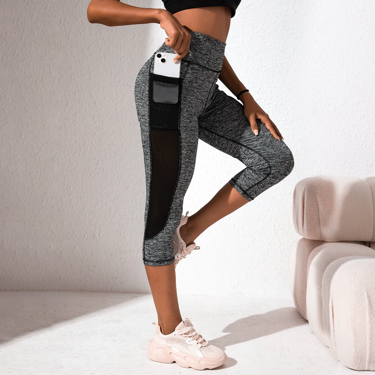 Best Selling High Quality Fitness Yoga Tights Pants Seamless Mesh High Waist Yoga Pants Leggings Cropped Pants With Pocket