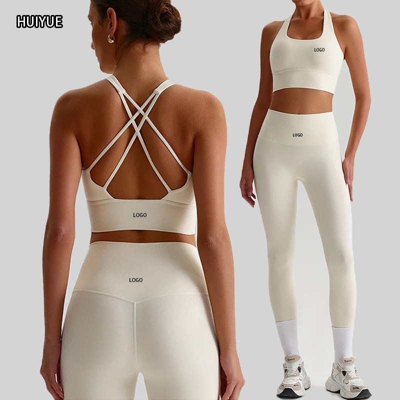 Custom Logo Women Sports Bra High for Cross Back Yoga Crop Top Padded Breathable Spandex/Polyester Workout Gym Bra
