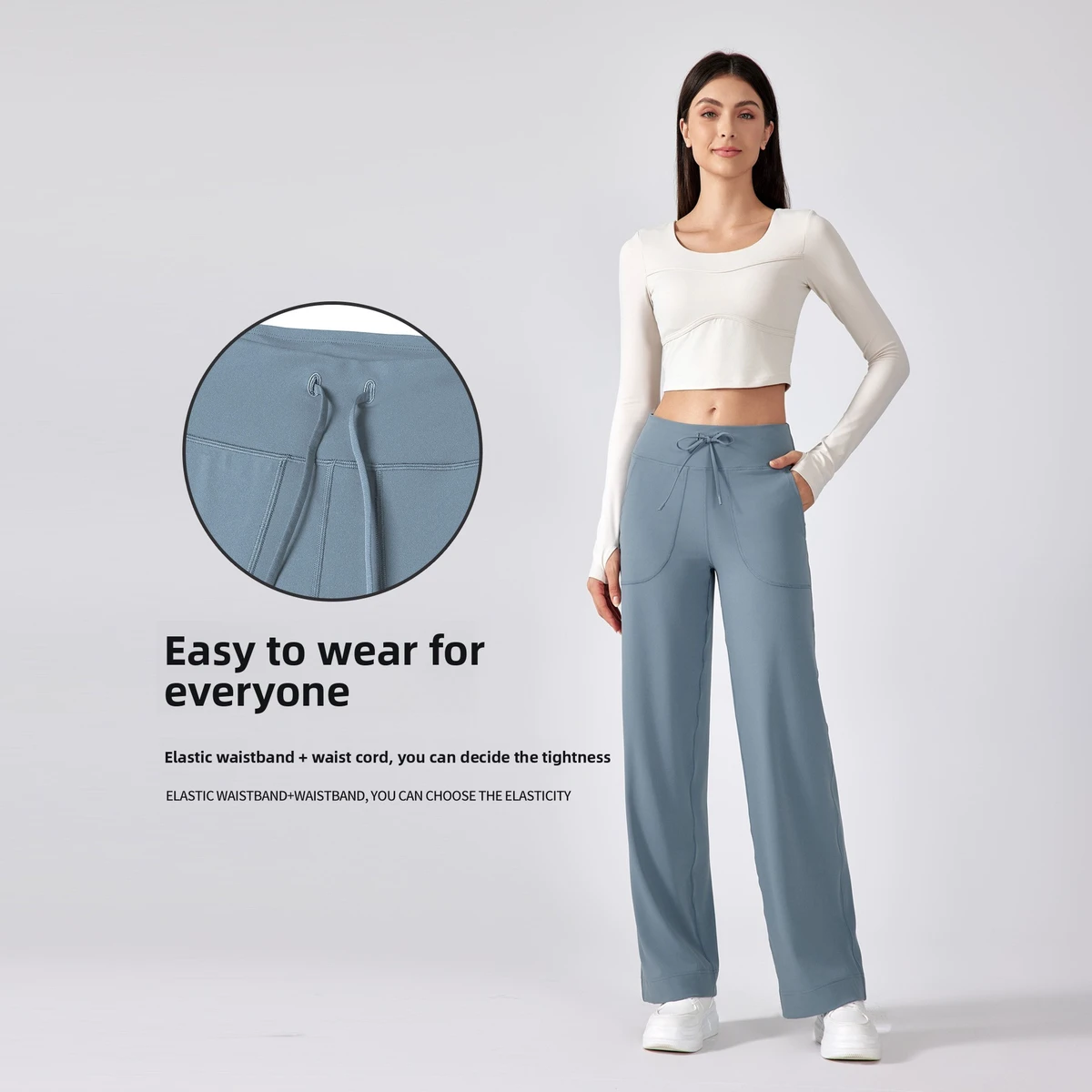 yoga leggings Zero-Feel Wide-Leg Pants Large Pockets Womens Fitness Yoga Sports Casual Long Trousers high waist yoga leggings