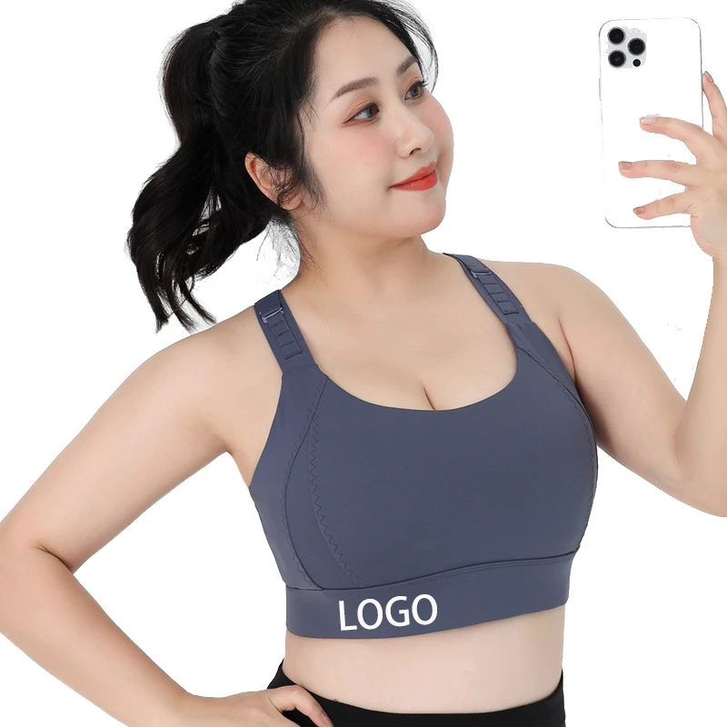 New Arrival Plus Size One Piece Lightweight Pad Yoga Sports Bra Large Size High Impact Adjustable Shoulder Strap Gym Wear Top