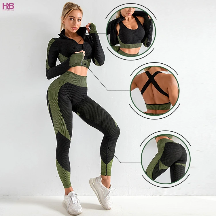 Women's Plus Size Solid 2-Piece Workout Set High Elastic Spandex/Polyester High Waist Leggings and Crop Top