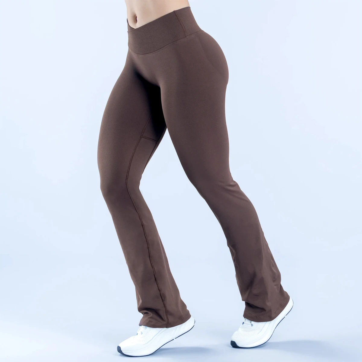 Women's Seamless V Waist Yoga Pants Four-Way Stretch Quick Dry Tummy Control Butt Lifting Sports Flared Leggings Pants