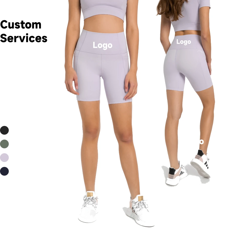 New Style Women's High Waist Sports Quarter Pants Spliced Side Flap Pocket Fitness Yoga Leggings Hip Lifting Tight Shorts-DK178
