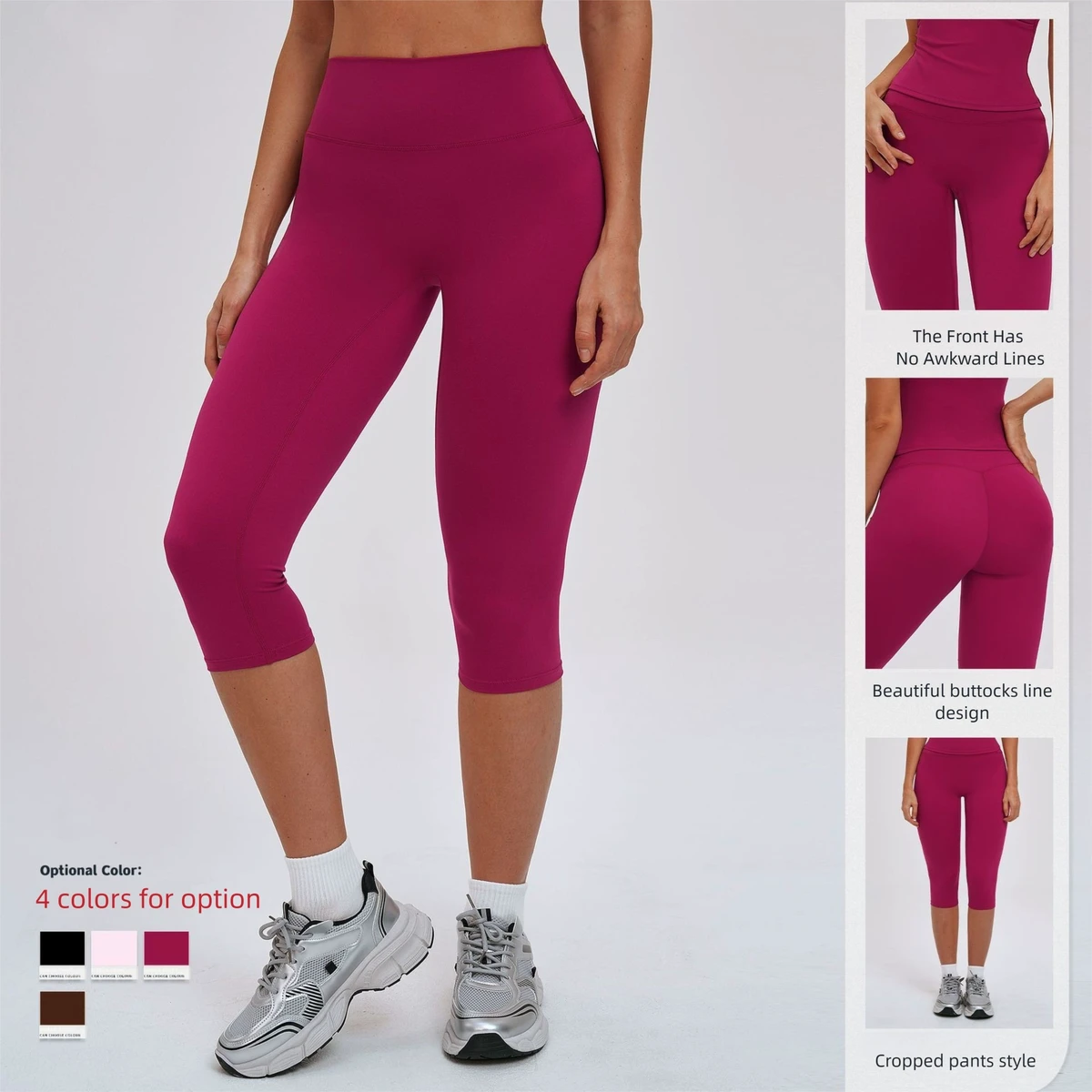 High-Waisted Yoga Pants Butt-Lifting Women's Athletic Shorts Cropped Pants Style Shorts New Fleece Fabric Skin-Friendly Soft