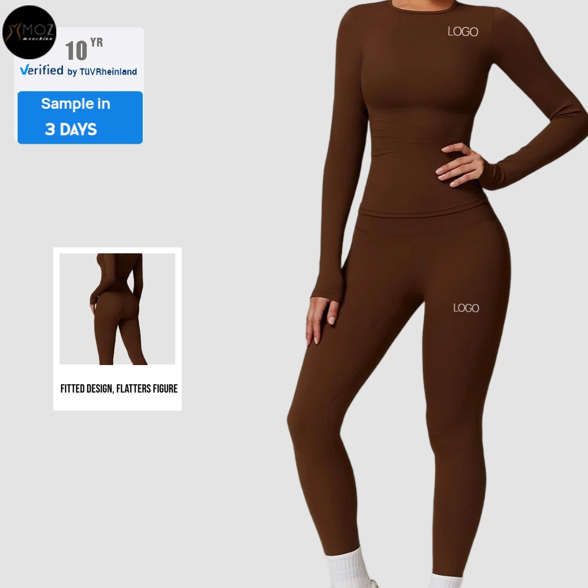 Women's 2-Piece High Intensity Yoga Set Long Sleeve Top & High Waist Leggings Pilates Running Plus Size Reversible Breathable
