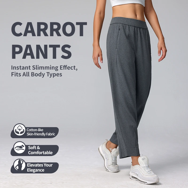 Women's High Waist Elastic Yoga Pants Quick Dry Breathable Lightweight Loose Cropped Straight Summer Leggings