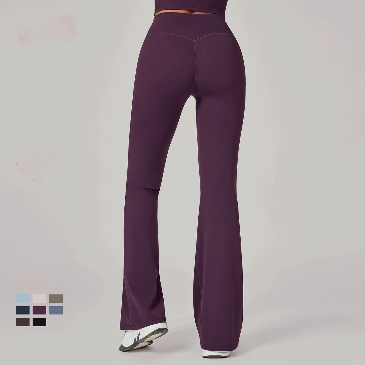 YanRuo Pleated Yoga Flared Pants, Hip-lifting Wide-leg Sports Long Pants, High-waisted Fitness Yoga Pants