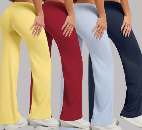 Women's Mid Waist Flared Knitted Yoga Leggings Breathable Eco-Friendly Stretch Gym Fitness Activewear Trousers Customized Colors