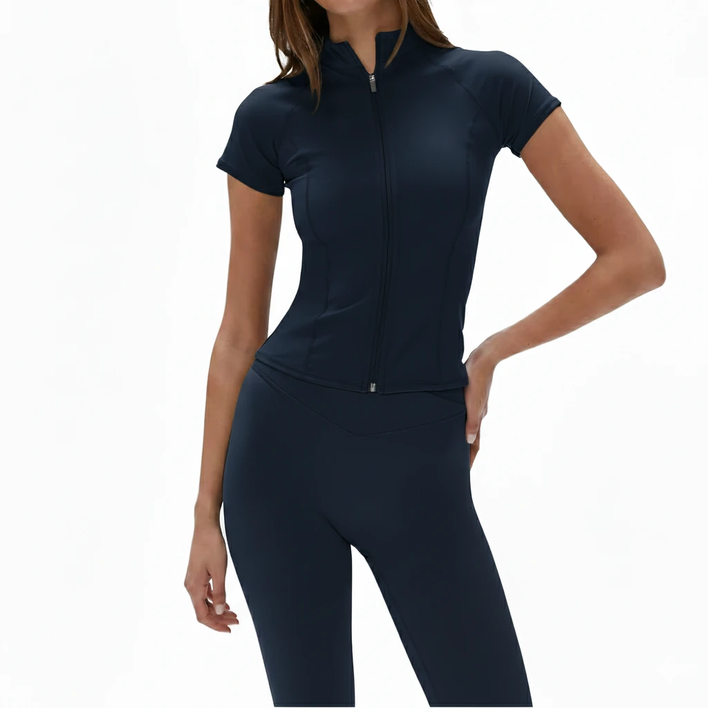 High Quality Womens Zipper Front Yoga Jacket And Leggings Two Piece Seamless Fitness Workout Yoga Set For Women