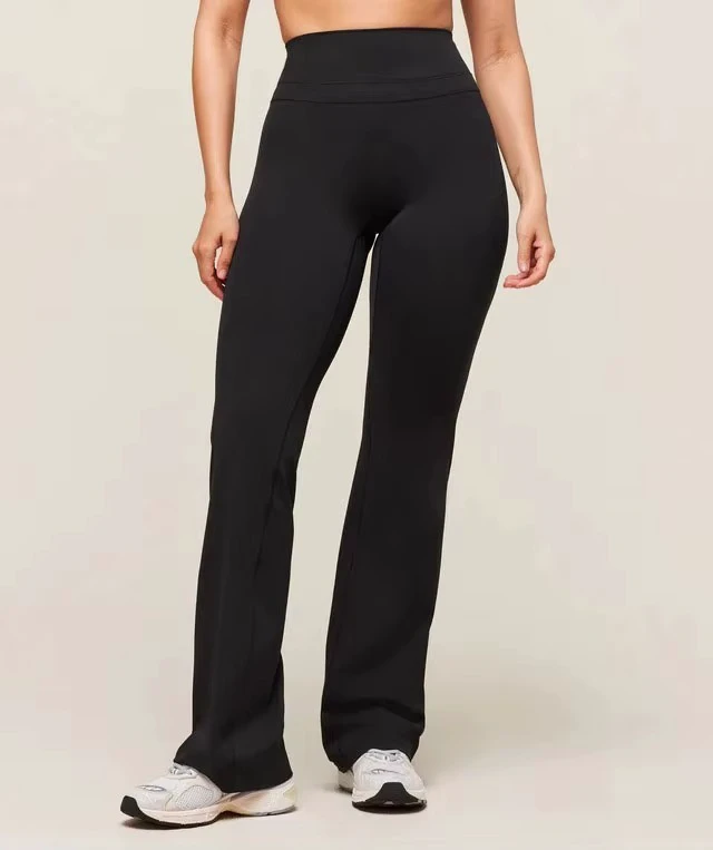 Factory Price Women Bootcut Workout Pants Soft Spandex Yoga Leggings Wide Leg Lounge Trousers Custom Applique