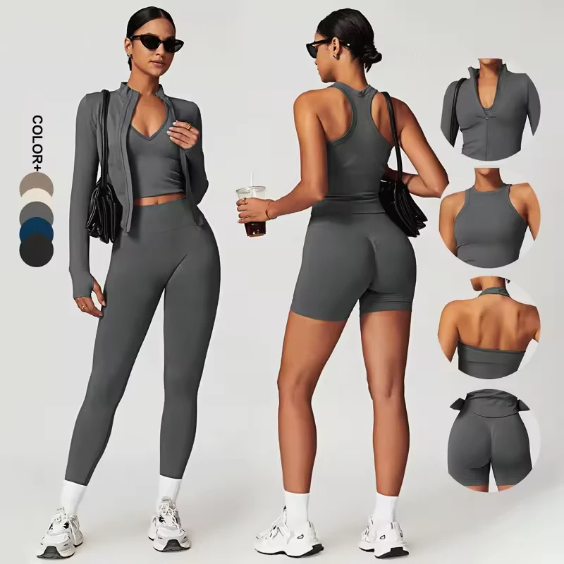 Fitness Summer Two Piece Yoga Set Backless Sexy Thickened Yoga Vest High Waist Tightening Hip Gym Women Shorts and Pants
