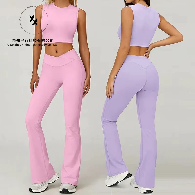 Women's Lightweight Casual Tracksuit Sleeveless Crop Top & High Waist Shorts Yoga Gym Workout Suit with Logo