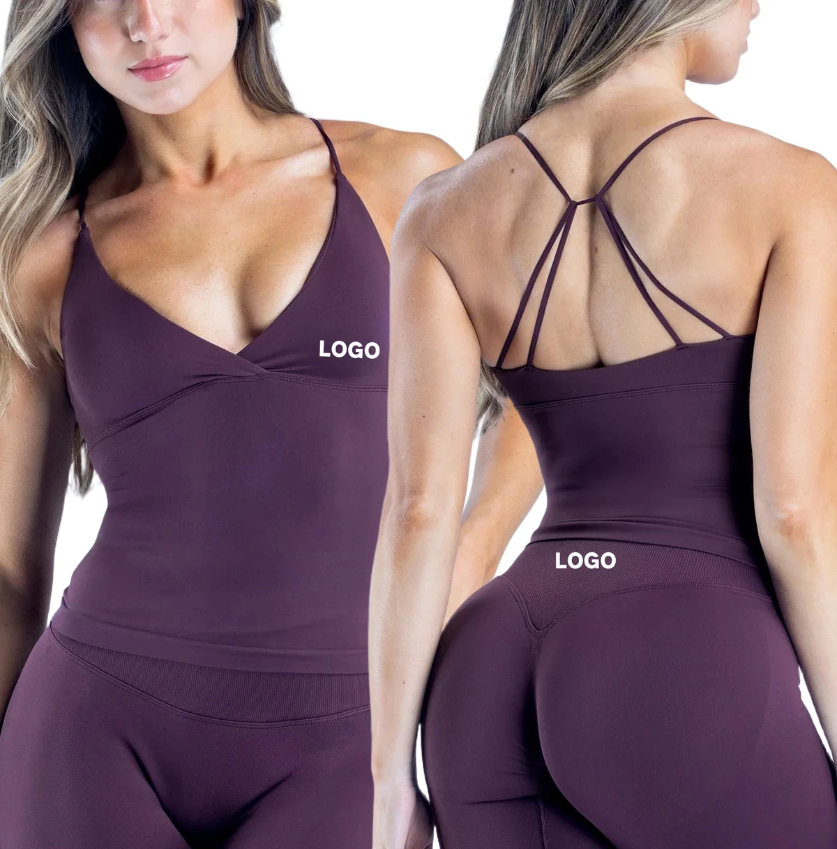 Women's Seamless Sexy Deep V Tie Padded Vest Sports Fitness Bra Yoga Short Top Four-Way Stretch Stretch Breathable Yoga Top