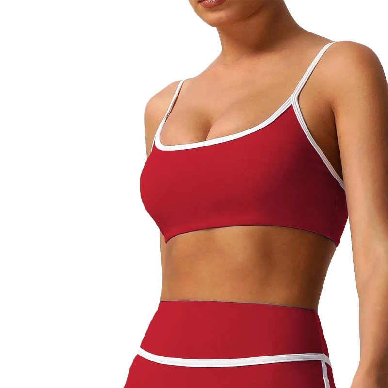 Color-Block Bare Sensation High Support Spandex/Nylon Plus Size Sports Bra Quick-Dry Tight-Fitting Crisscross Straps Yoga