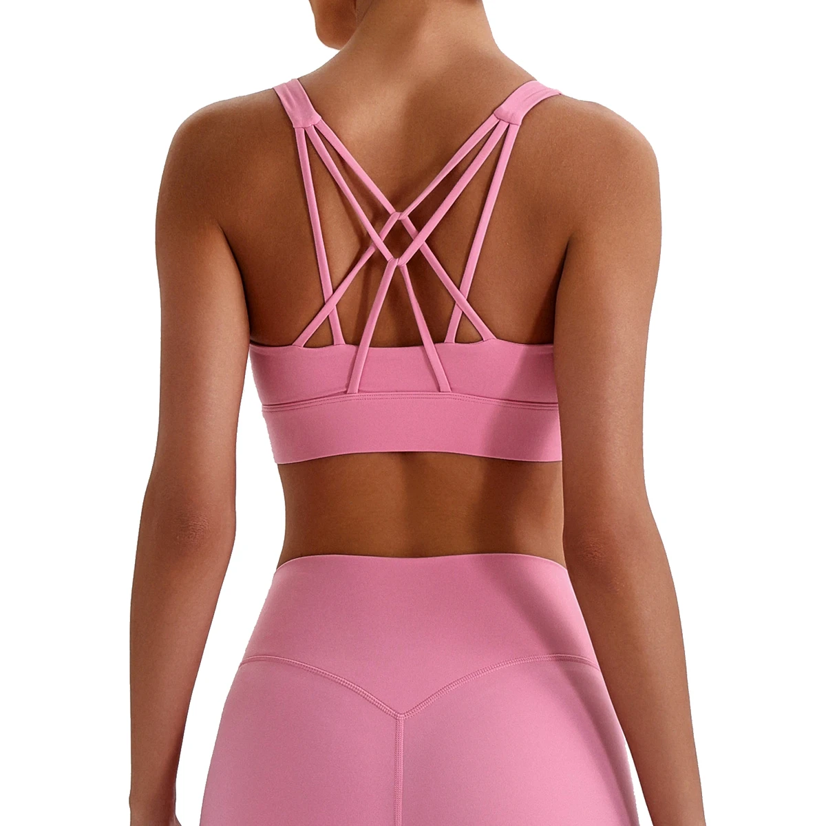 Womens High Support Cross Back Sports Bra Padded Removable Cups Four-Way Stretch Spandex Breathable Quick Dry for Running Gym