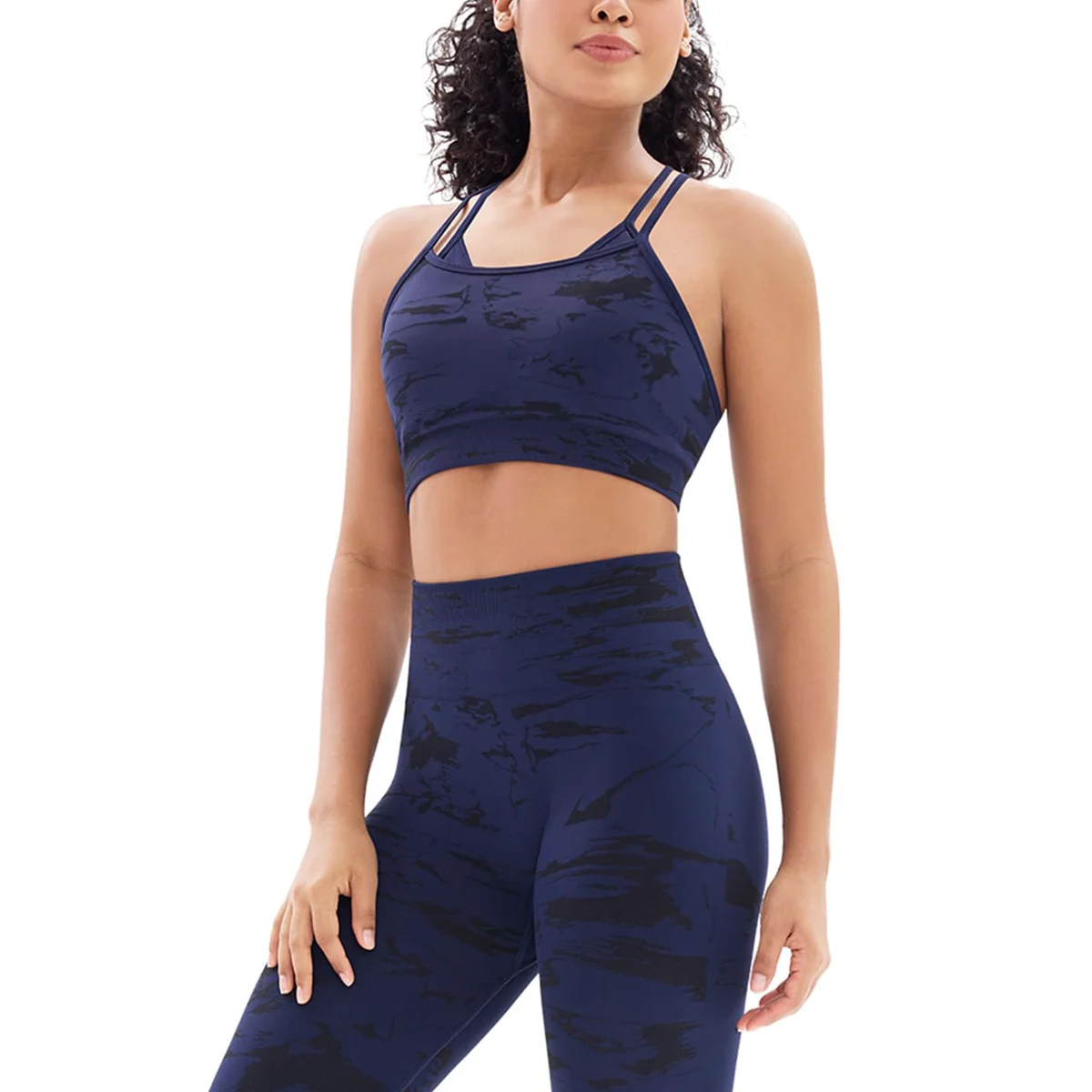 Custom Logo Breathable 2-Piece Sport Yoga Gym Set for Women High Waisted Leggings & Adjustable Bra Plus Size Workout Essentials