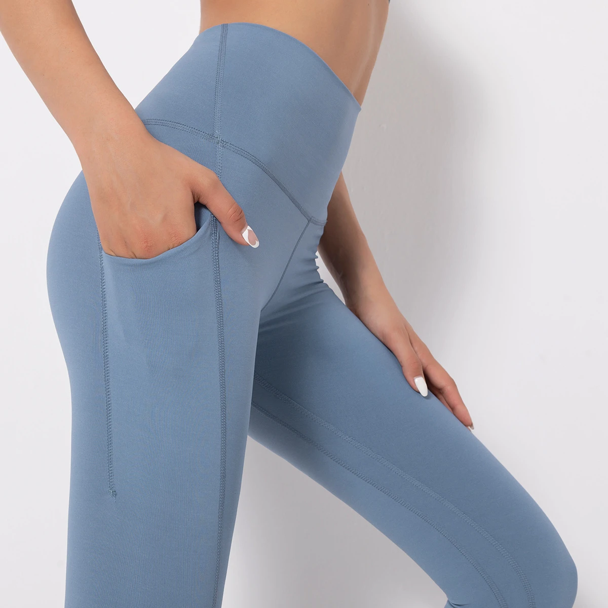 Stock Lulu Style High Waist Hip Lifting Nude Yoga Pants Solid Color Fast Drying Tight Sports Pants Running Fitness Yoga Leggings