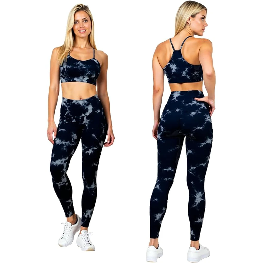 Flared Legging Yoga Set Women Fold Over Waistband Sports Bra High Waist Wide Leg Bootcut Pants Nylon Spandex Lifestyle Wear