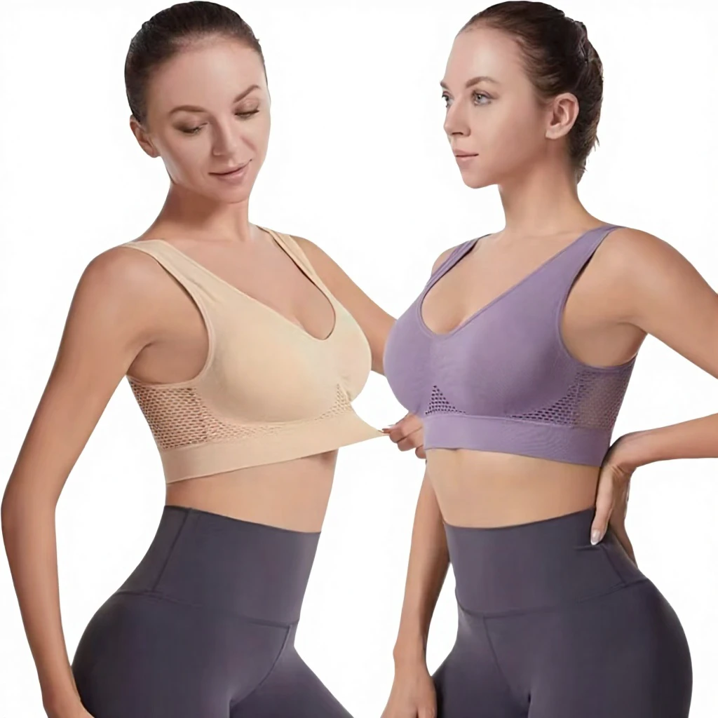 Breathable Mesh Hollow Out Sports Bra High Impact Sweat-Wicking Eco-Friendly Activewear