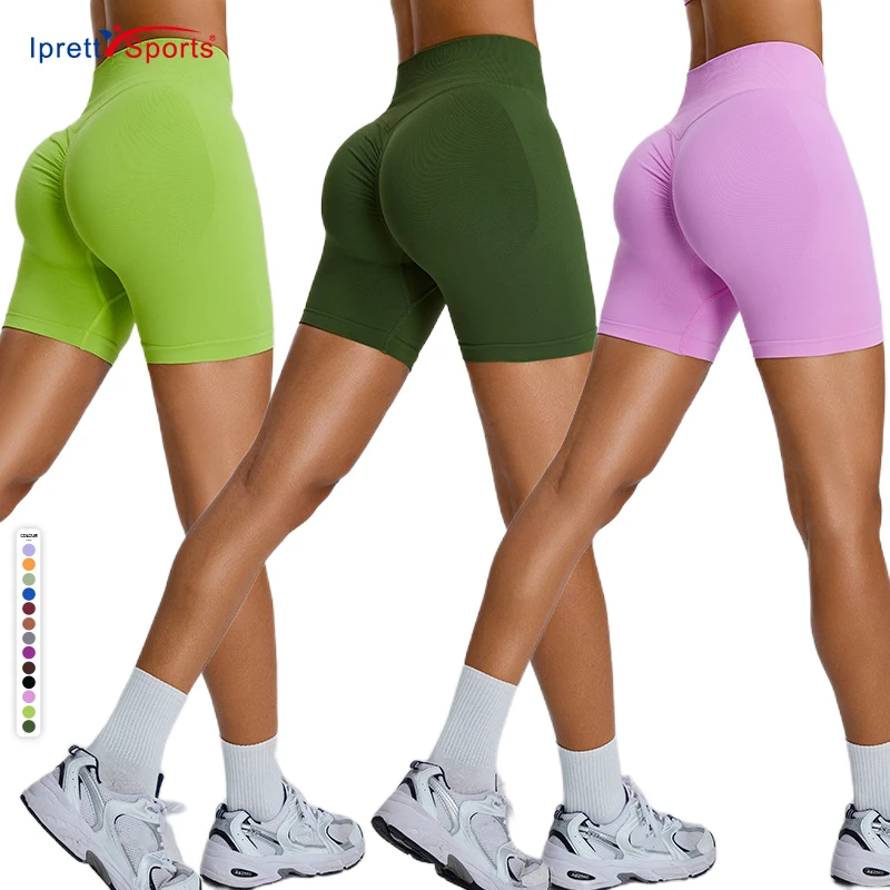 New Colors Classic Women High Waisted Yoga Shorts Gym Seamless Scrunch Butt Workout Fitness Shorts