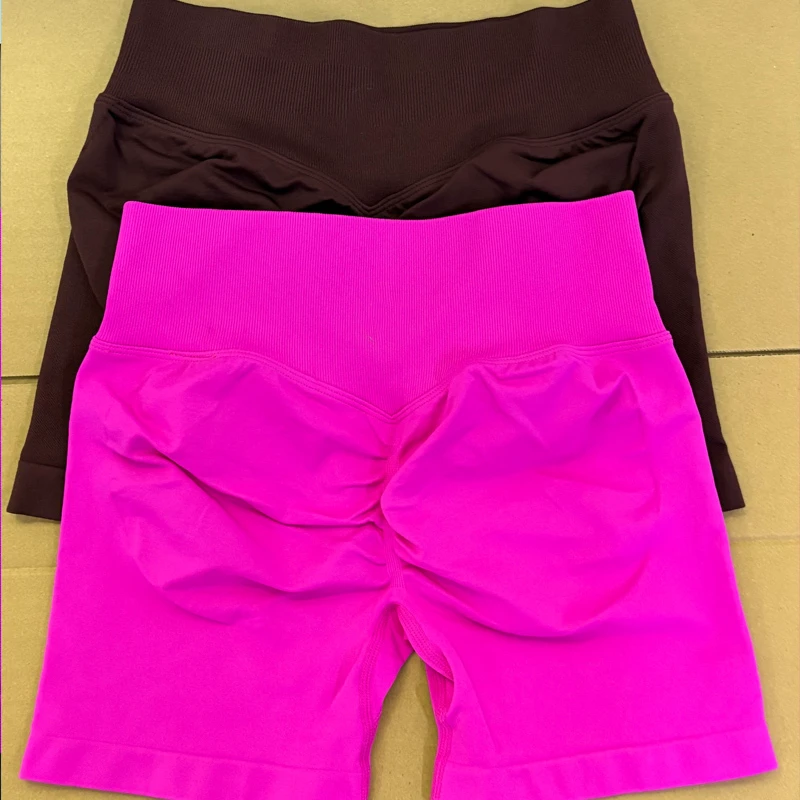 High Quality Women's XL High-Waisted Nude Feeling Breathable Quick Dry Seamless Solid Nylon Sports Fitness Yoga Shorts
