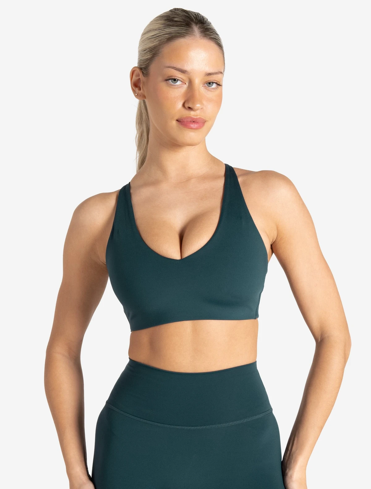Latest Adjustable Breathable Sports Bra Keyhole Back Detail Front Logo Smooth High for Ultra Stretchy Adult Women's Fitness Bra