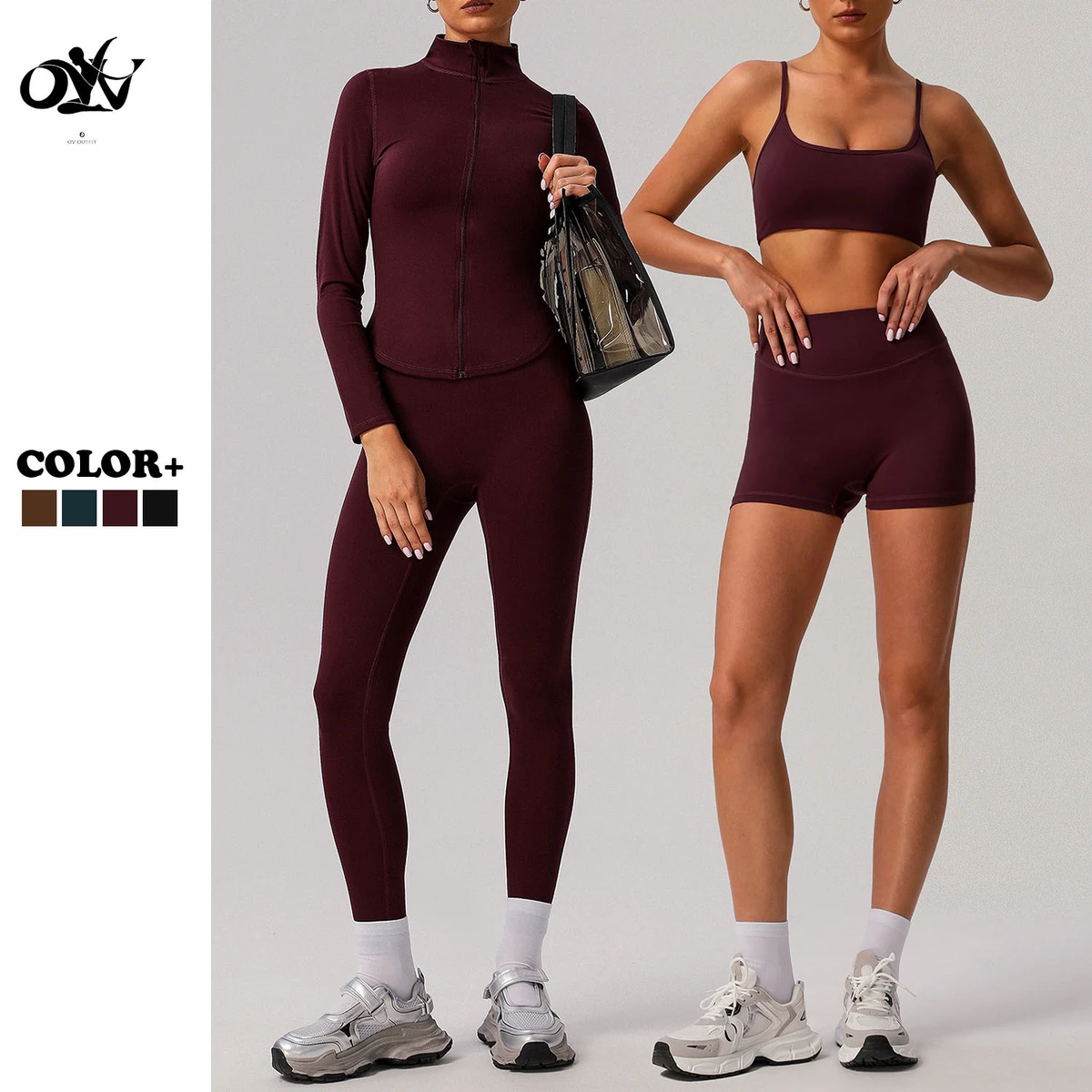 Solid Tight Nude-feeling Women's Sports Sets High Elasticity Breathable Yoga Leggings Slimming Wholesale Yoga Fitness Set logo