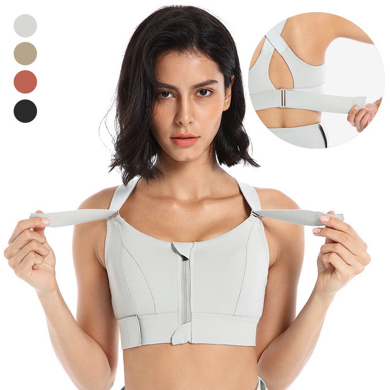 PM001 Women Sports Bars Zipper Underwear High Strength Shock-proof Anti-sag Yoga Tank Top Strong Support High Impact Sport Bra